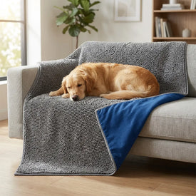 Pet friendly mat with dog
