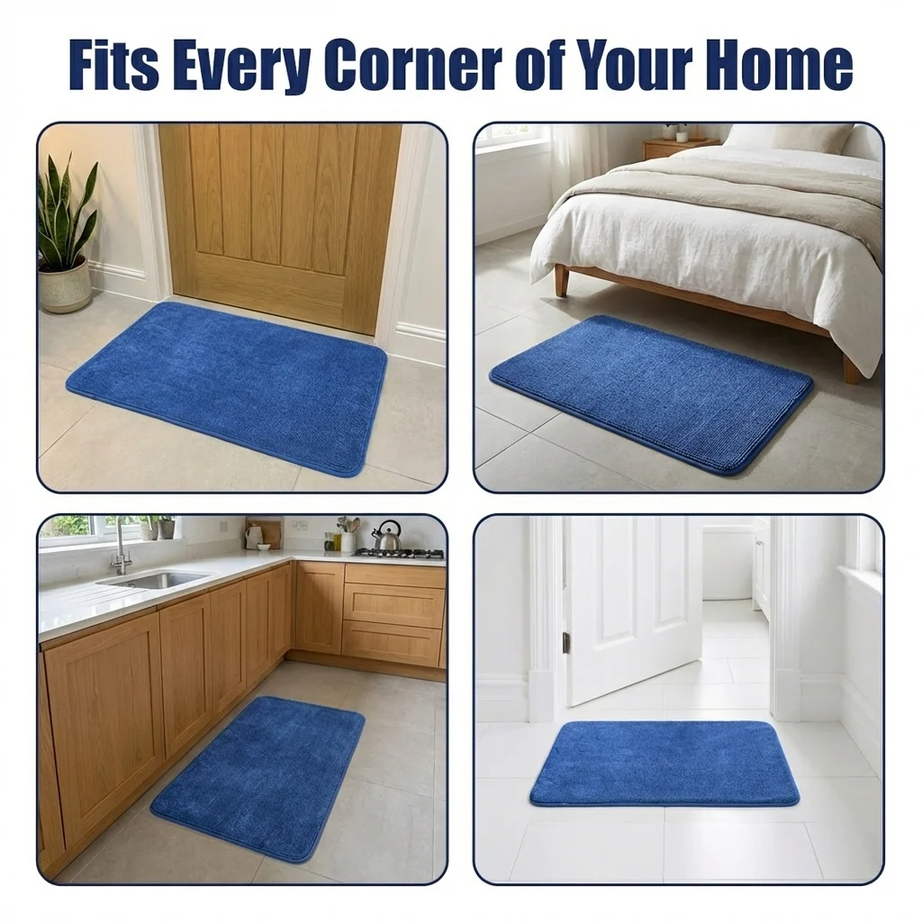 Muddy Mat® CloudStep Bathroom Rugs 2 Piece Set, Non Slip Bath Mats for Bathroom, Absorbent Memory Foam Chenille, Machine Washable Quick Dry Toilet Rug Set, 20"x30" + 20"x20" U-Shaped