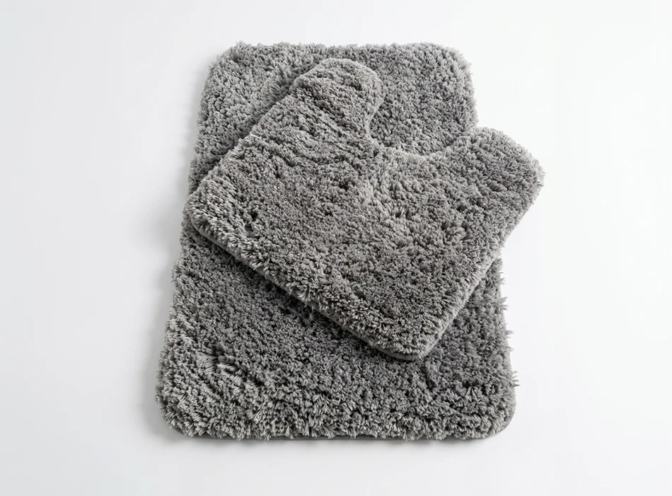Muddy Mat® Juego de 2 alfombras de baño mullidas, alfombras de microfibra suaves y absorbentes, antideslizantes, de secado rápido y lavables a máquina para suelo, bañera, ducha e inodoro, 20"x30" + 20"x20" en forma de U