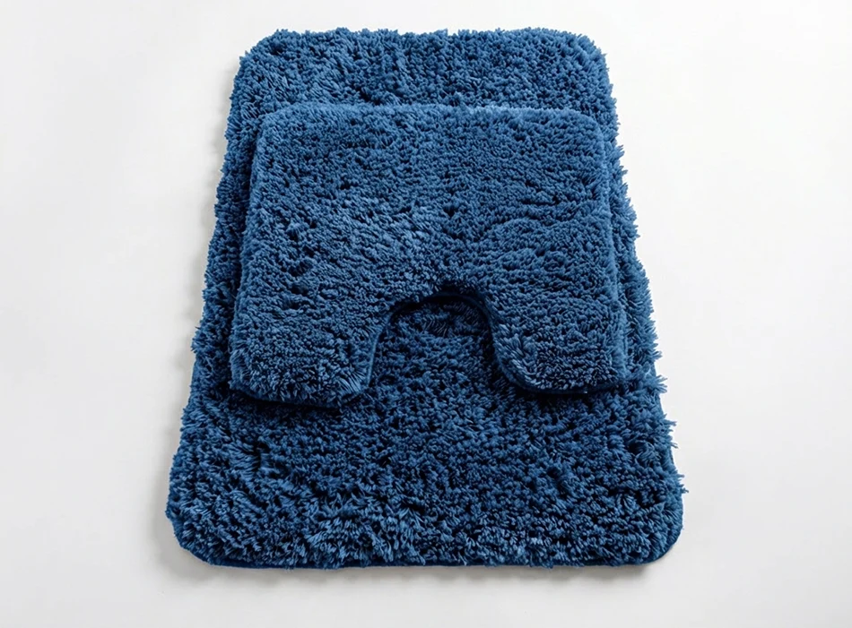 Muddy Mat® Juego de 2 alfombras de baño mullidas, alfombras de microfibra suaves y absorbentes, antideslizantes, de secado rápido y lavables a máquina para suelo, bañera, ducha e inodoro, 20"x30" + 20"x20" en forma de U