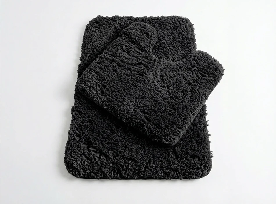 Muddy Mat® Juego de 2 alfombras de baño mullidas, alfombras de microfibra suaves y absorbentes, antideslizantes, de secado rápido y lavables a máquina para suelo, bañera, ducha e inodoro, 20"x30" + 20"x20" en forma de U
