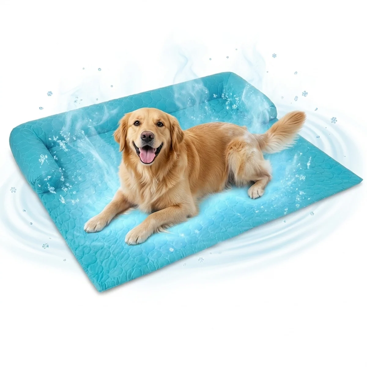 Muddy Mat® Ice Silk kjølende hundeseng med ortopedisk memory foam og bolsterkant, selvkjølende pustende kjæledyrsofa-seng, ekstra bred sofebeskyttelse, sklisikker, avtakbar og maskinvaskbar