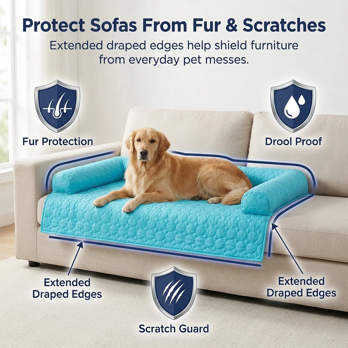 Muddy Mat® Ice Silk kjølende hundeseng med ortopedisk memory foam og bolsterkant, selvkjølende pustende kjæledyrsofa-seng, ekstra bred sofebeskyttelse, sklisikker, avtakbar og maskinvaskbar
