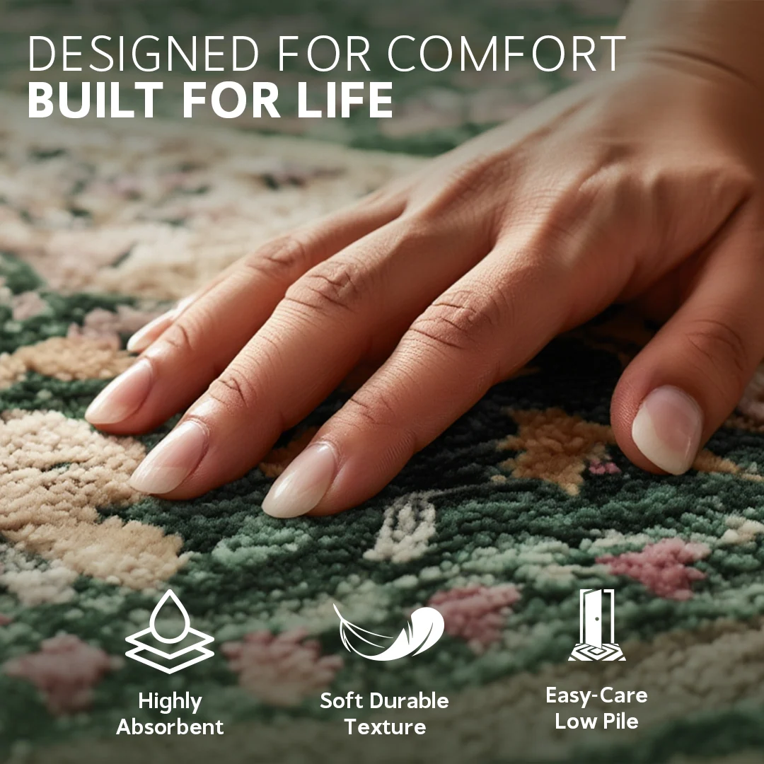 Waterproof Eden Washable Area Rug, Non Slip and Foldable