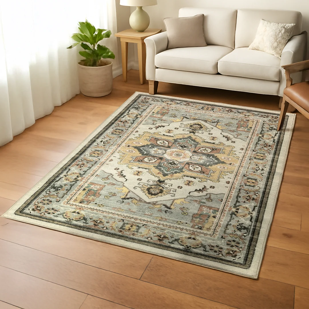 Muddy Carpet Floral Multicolor Boho Washable Area Rug for Living Room and Bedroom