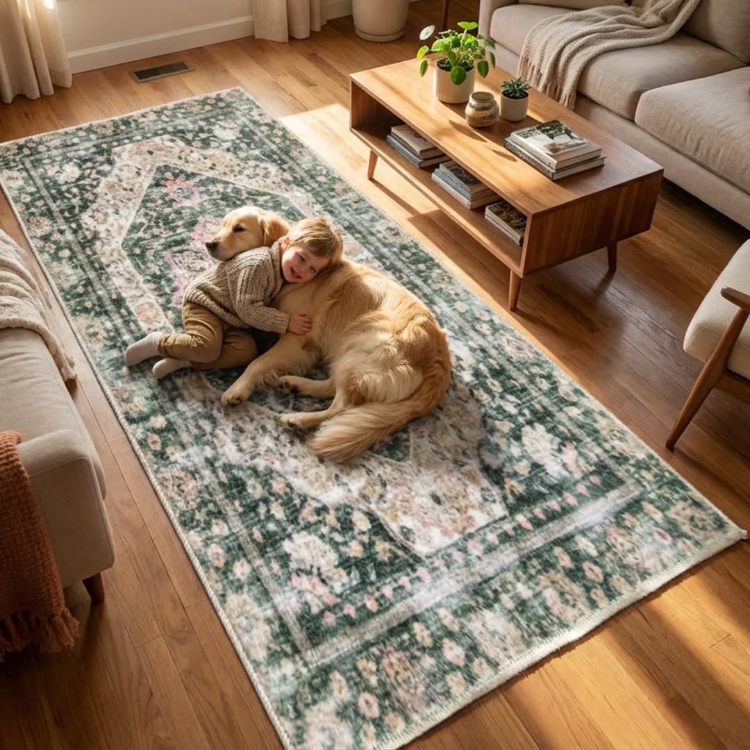 Waterproof Eden Washable Area Rug, Non Slip and Foldable