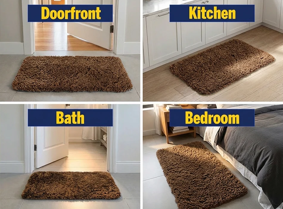 Muddy Mat® Juego de 2 alfombras de baño mullidas, alfombras de microfibra suaves y absorbentes, antideslizantes, de secado rápido y lavables a máquina para suelo, bañera, ducha e inodoro, 20"x30" + 20"x20" en forma de U