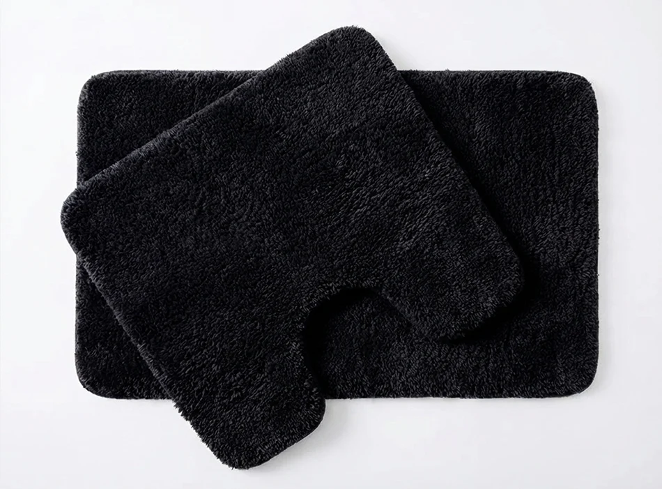 Muddy Mat® Juego de 2 alfombras de baño mullidas, alfombras de microfibra suaves y absorbentes, antideslizantes, de secado rápido y lavables a máquina para suelo, bañera, ducha e inodoro, 20"x30" + 20"x20" en forma de U