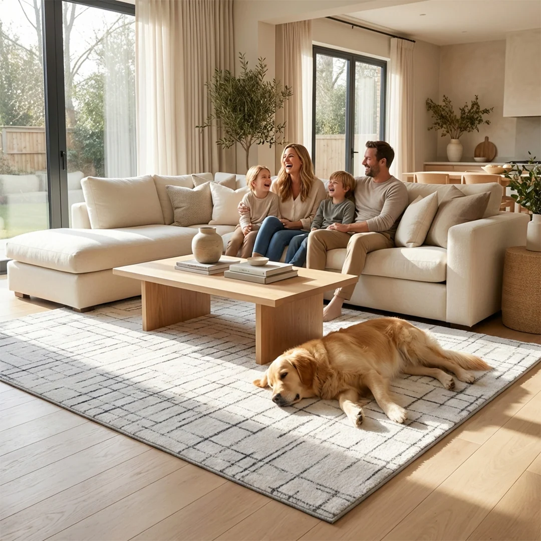 Muddy Carpet Strata Washable Area Rug for Bedroom and Living Room