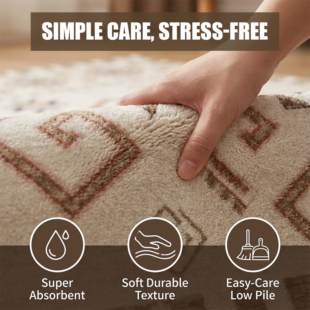 Alfombra lavable y antideslizante Sedona de Muddy Carpet, suave, para salas de estar, dormitorios y comedores