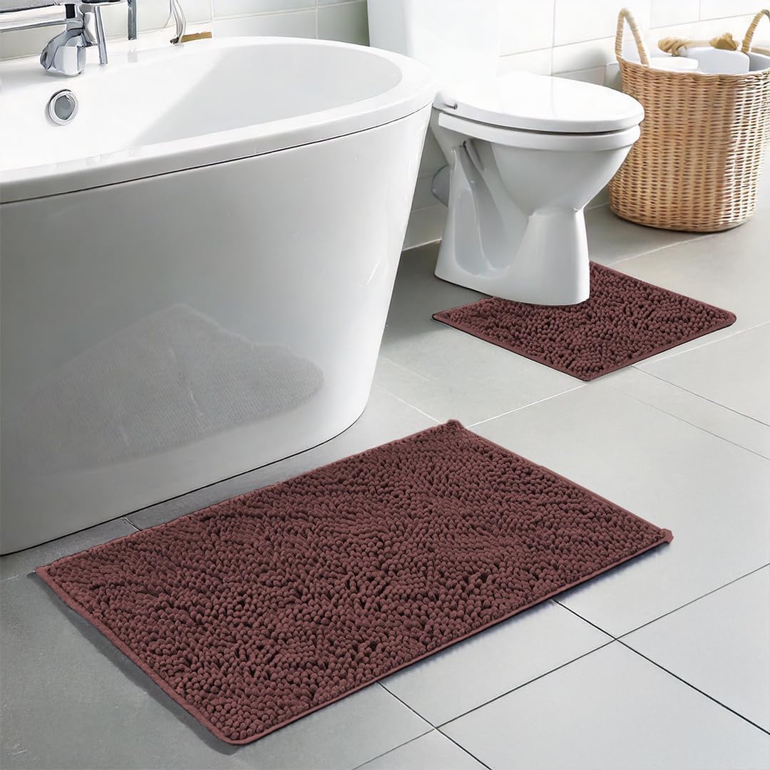 Muddy Mat® Bathroom Rugs set, Bath Mats (20”x30”) with U Shaped Toilet Mat (20”x20”)