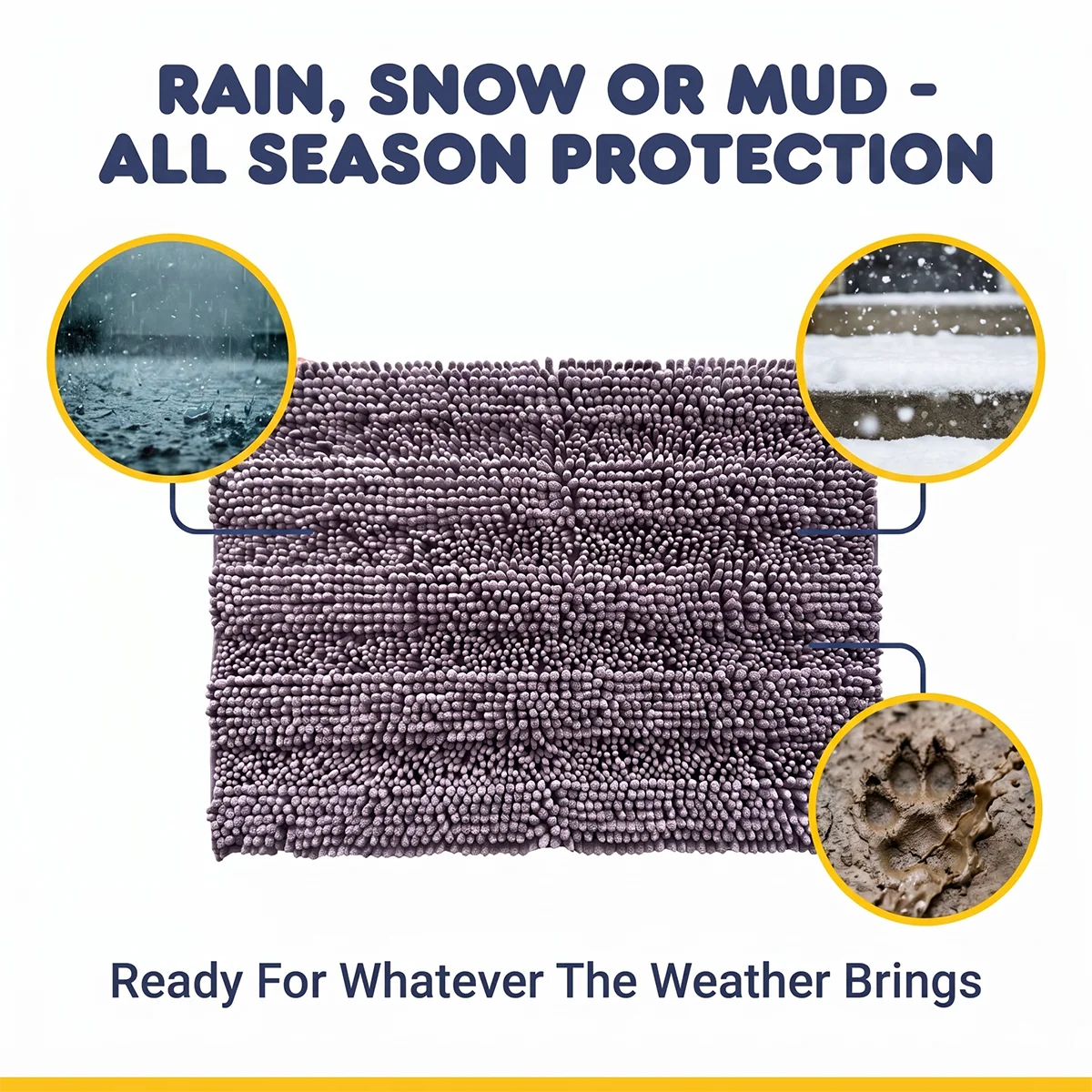 Muddy Mat® StripeMax Golvmatta för hundar med leriga tassar – Tjock plyschig randig chenillematta, Muddy Carpet®, superabsorberande mikrofiber, snabbtorkande, halksäker, tvättbar innematta