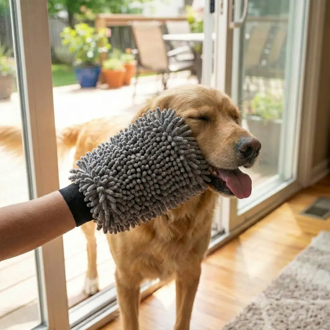 Muddy Mat® Dog Washing Gloves Dual-Sided Grooming Mitt with TPR Brush and Chenille Microfiber