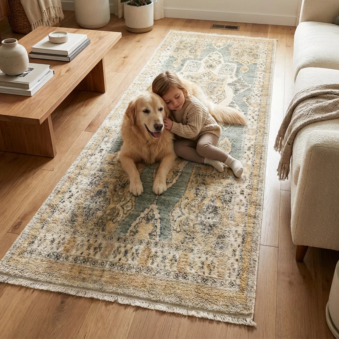 Monarch Pet Friendly Washable Area Rug for Dining Room
