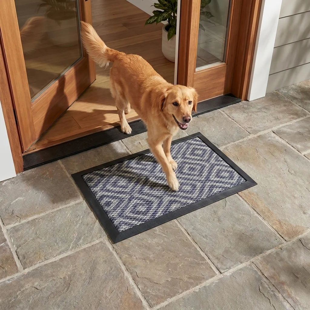 Muddy Mat® Tapete de puerta exterior 3D resistente Meshy Mat con estampado
