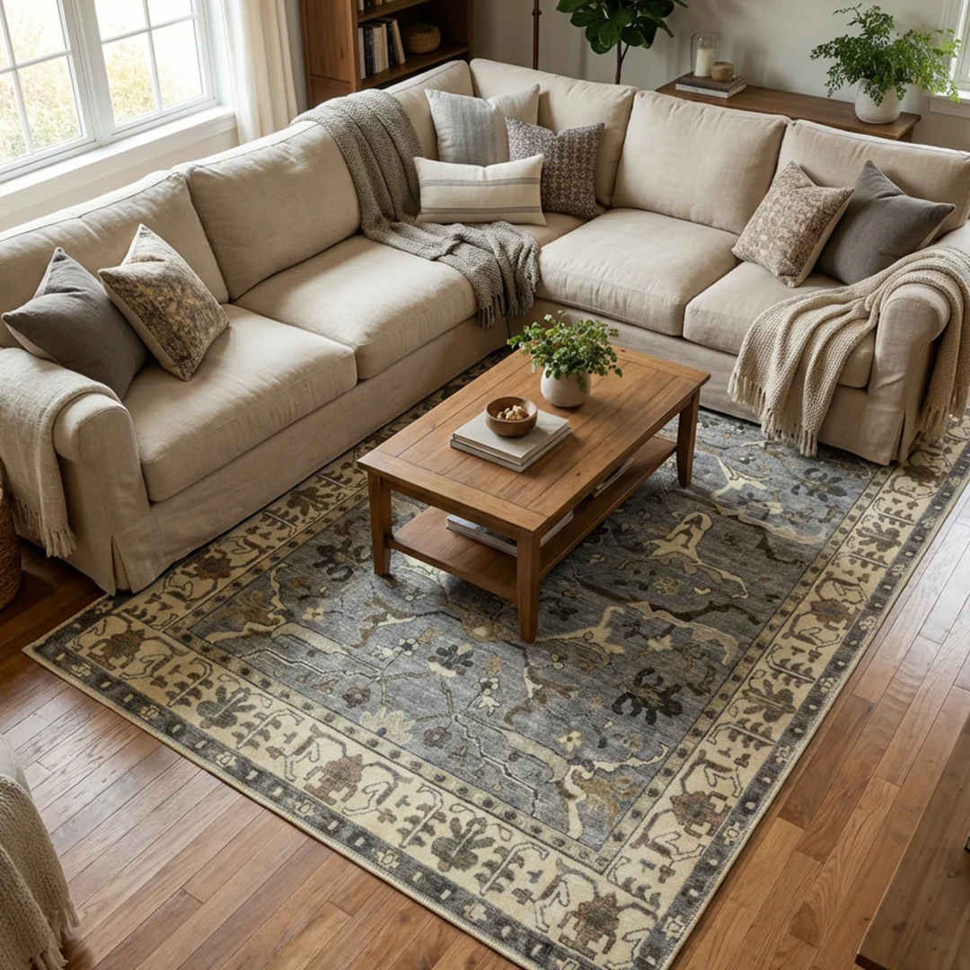 Muddy Carpet Duskfall Soft Low Pile Washable Area Rug for Living Room and Bedroom