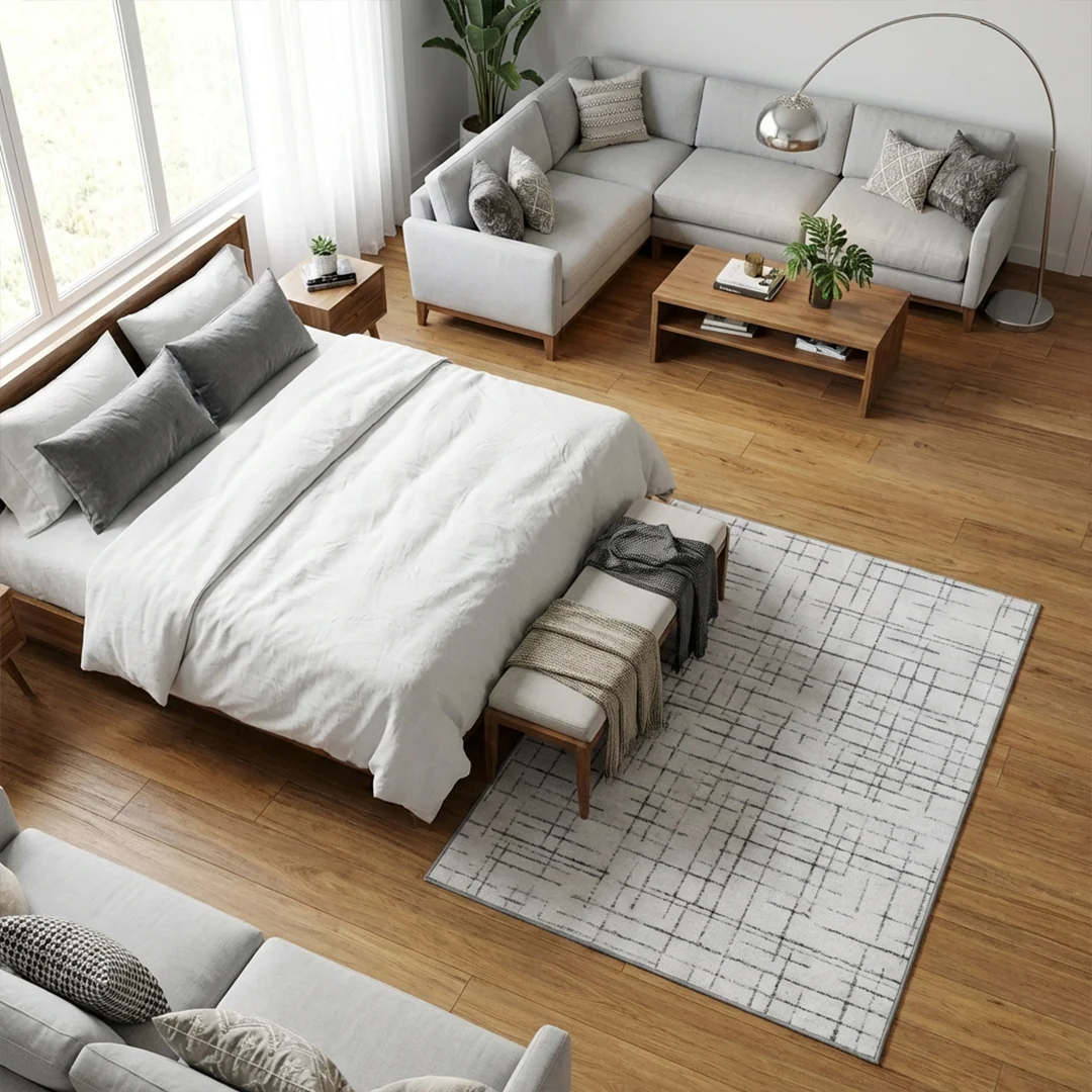 Muddy Carpet Strata Washable Area Rug for Bedroom and Living Room