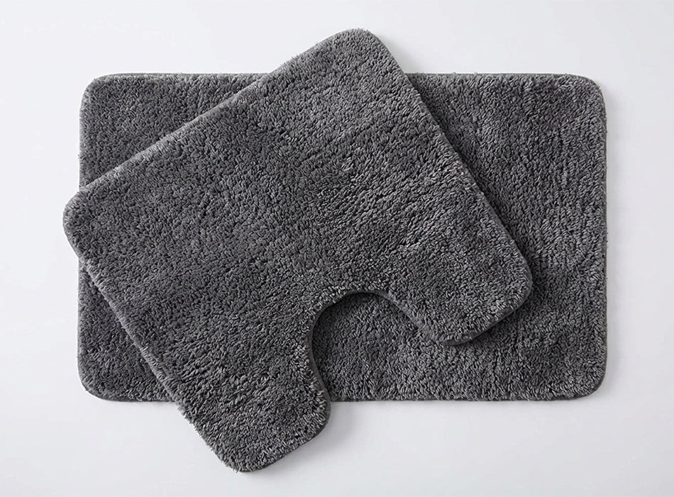 Muddy Mat® Juego de 2 alfombras de baño mullidas, alfombras de microfibra suaves y absorbentes, antideslizantes, de secado rápido y lavables a máquina para suelo, bañera, ducha e inodoro, 20"x30" + 20"x20" en forma de U