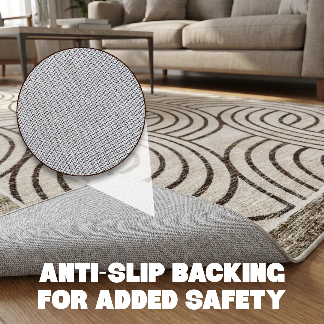 Orbit Washable Area Rug from Muddy Carpet, Soft Low Pile and Non Slip for Busy Living Rooms and Bedrooms