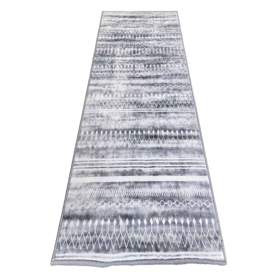 Greyline Washable Area Rug, Modern Soft Low Pile Carpet, Non Slip and Pet Friendly for Home