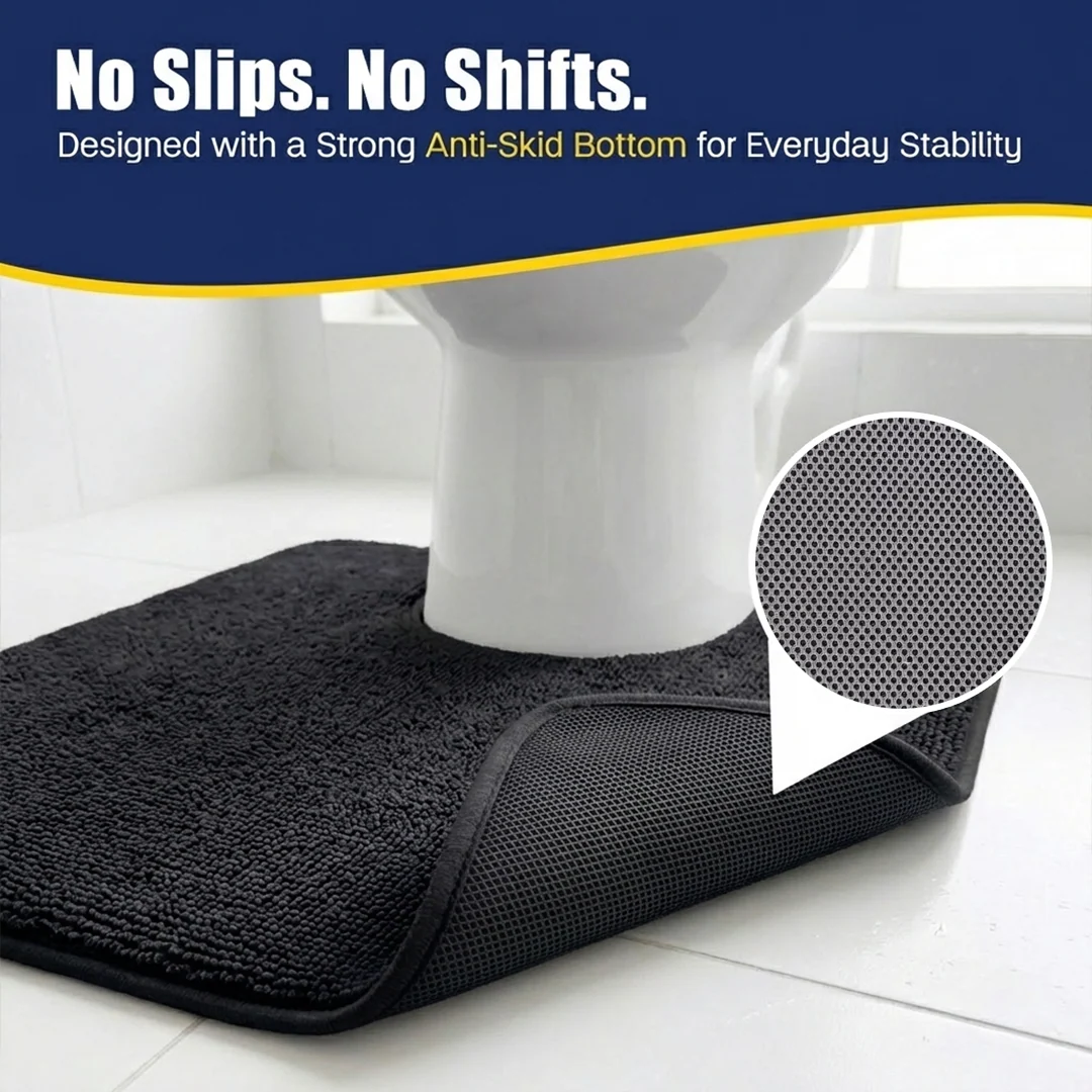 Muddy Mat® CloudStep Bathroom Rugs 2 Piece Set, Non Slip Bath Mats for Bathroom, Absorbent Memory Foam Chenille, Machine Washable Quick Dry Toilet Rug Set, 20"x30" + 20"x20" U-Shaped