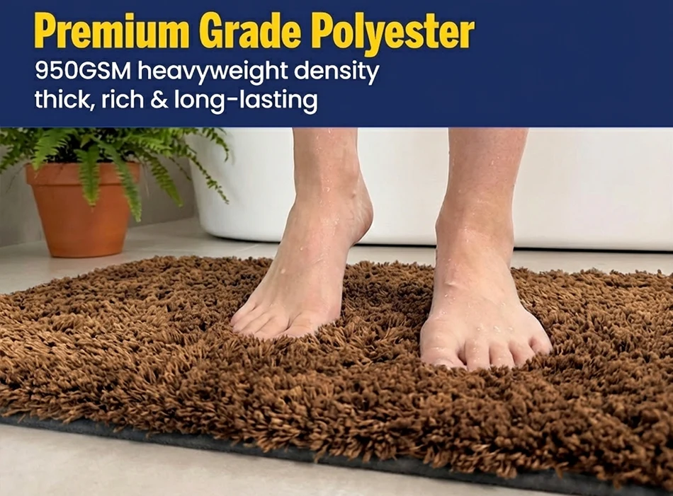 Muddy Mat® Juego de 2 alfombras de baño mullidas, alfombras de microfibra suaves y absorbentes, antideslizantes, de secado rápido y lavables a máquina para suelo, bañera, ducha e inodoro, 20"x30" + 20"x20" en forma de U