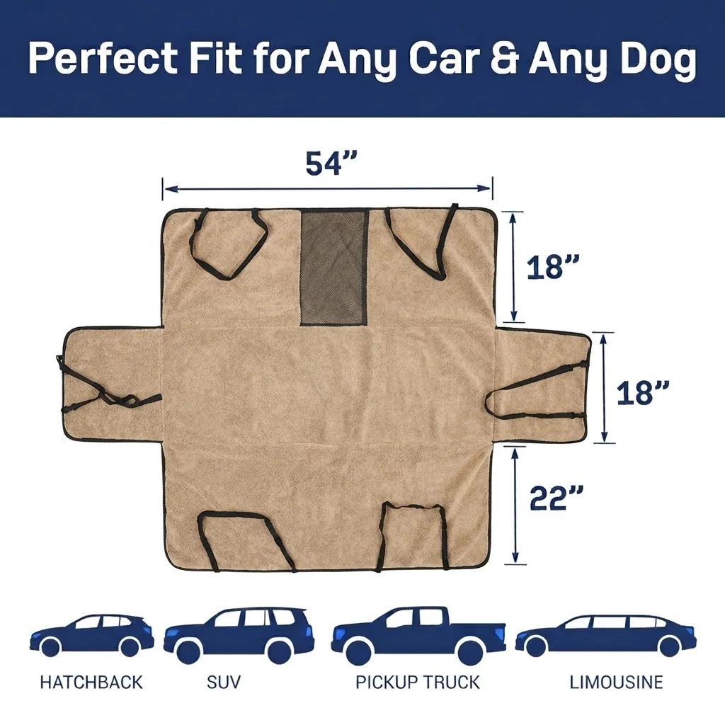 Muddy Mat® Petite Chenille Dog Car Seat Cover for Back Seat, 100% Waterproof Hammock for SUVs and Trucks