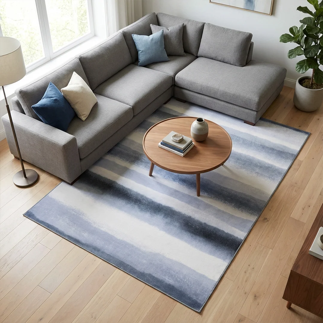 Muddy Carpet Mist Washable Area Rug, Soft Low Pile Non Slip Carpet for Living Room and Bedroom