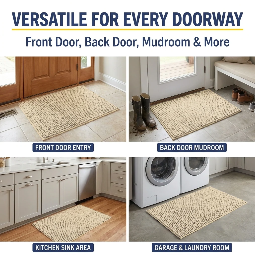 Muddy Mat® T.Max Dog Door Mat for Muddy Paws – Dirt-Trapping Chenille Entryway Muddy Carpet®, Super Water Absorbent Microfiber, Quick Dry, Slip Resistant Washable Indoor Mat