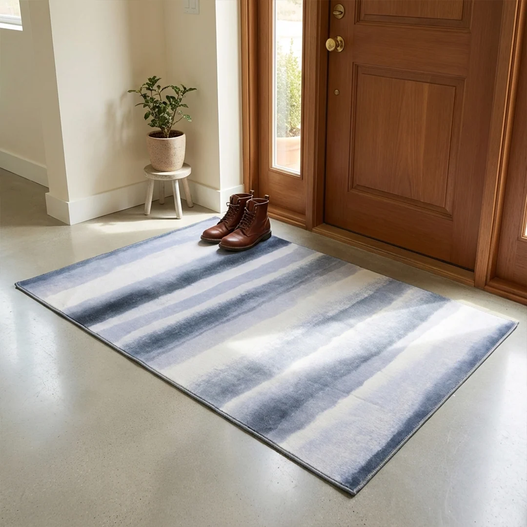 Muddy Carpet Mist Washable Area Rug, Soft Low Pile Non Slip Carpet for Living Room and Bedroom