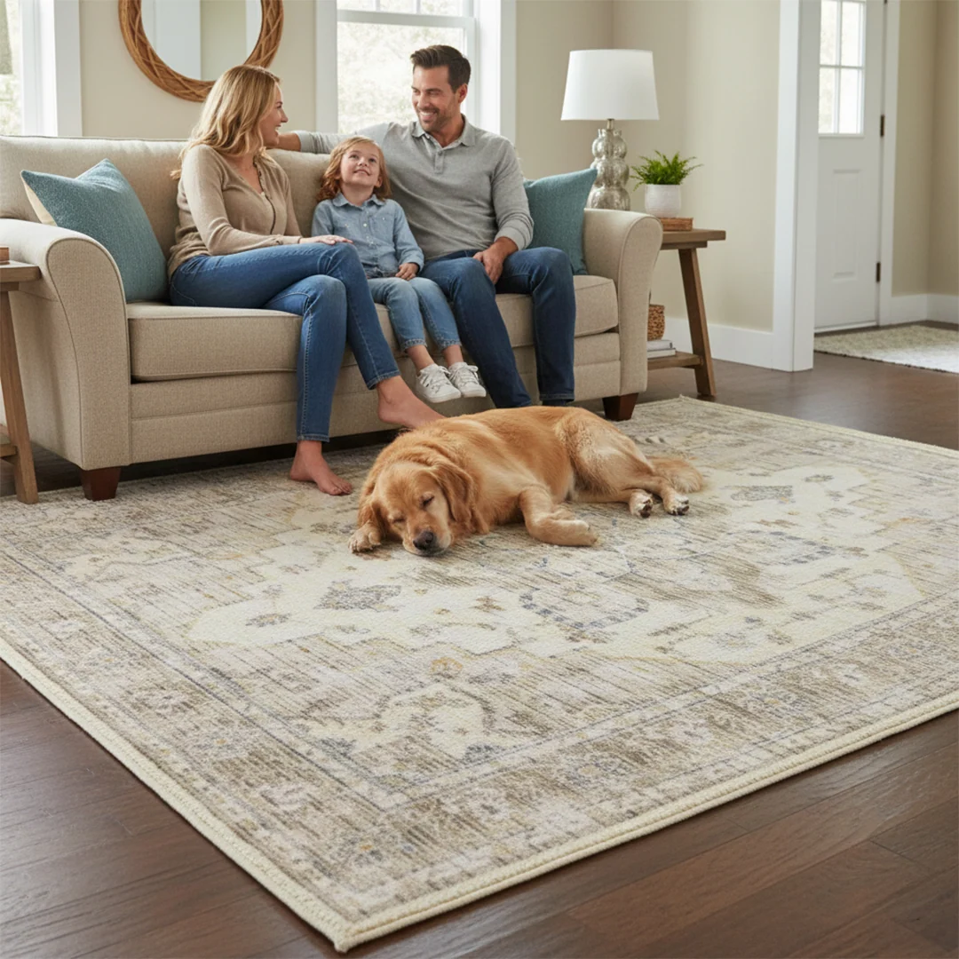 Alfombra lavable Tuscany, de pelo bajo suave, antideslizante y apta para mascotas para sala de estar, dormitorio y comedor