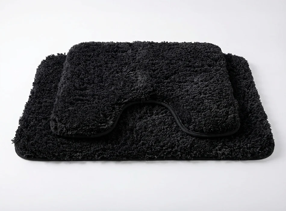 Muddy Mat® Juego de 2 alfombras de baño mullidas, alfombras de microfibra suaves y absorbentes, antideslizantes, de secado rápido y lavables a máquina para suelo, bañera, ducha e inodoro, 20"x30" + 20"x20" en forma de U