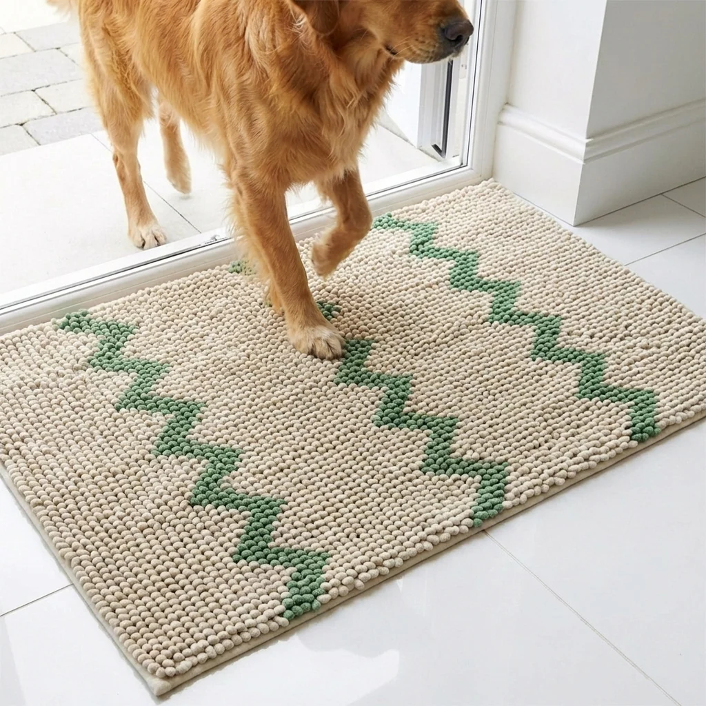Muddy Mat® Tapis de porte pour chien en chenille à boucles verticales super absorbant pour pattes boueuses – antidérapant, lavable en machine, tapis d'entrée intérieur, séchage rapide pour entrée