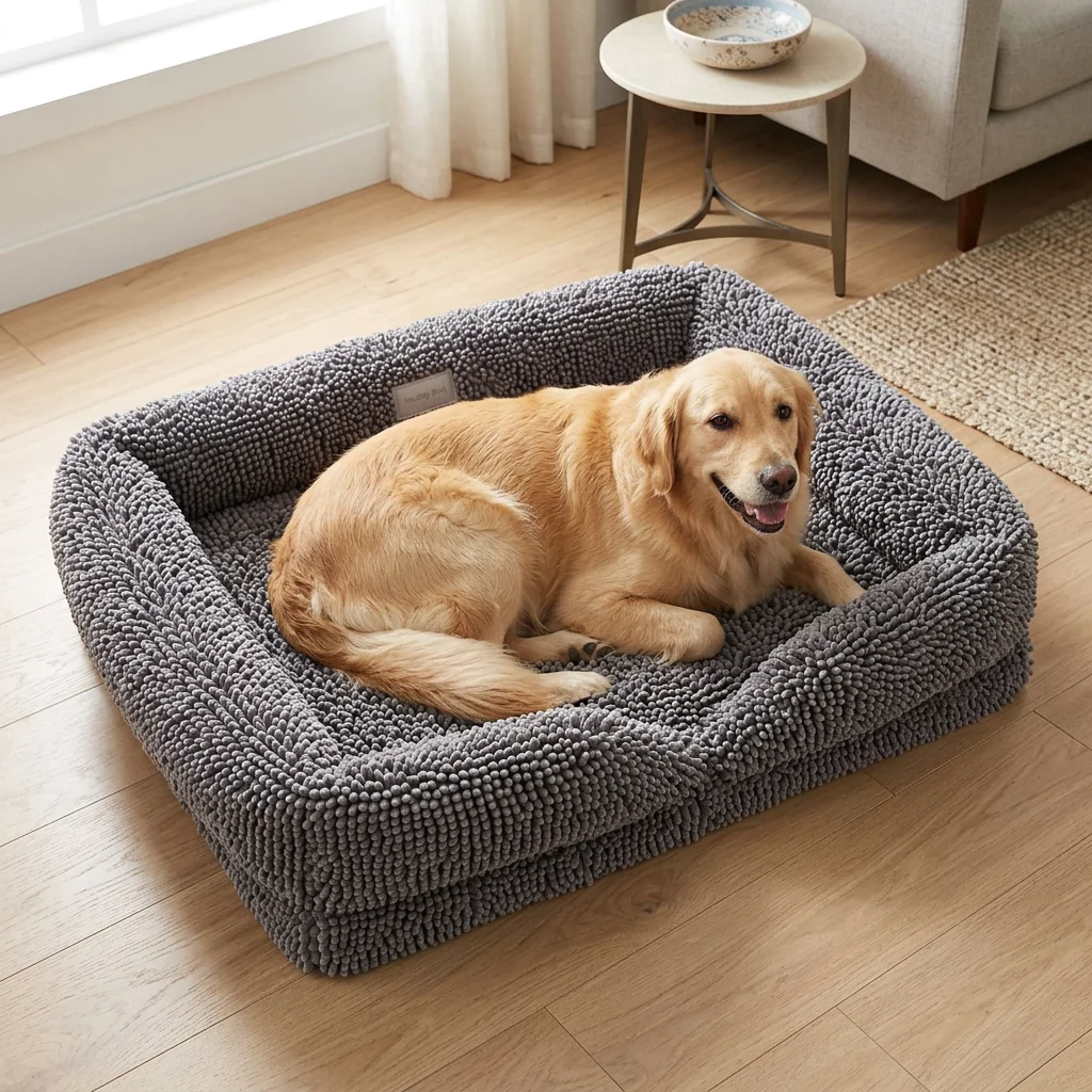 Muddy Mat® Cloud K9 Rectangle Dog Bed with Real Memory Foam and Washable Chenille Cover