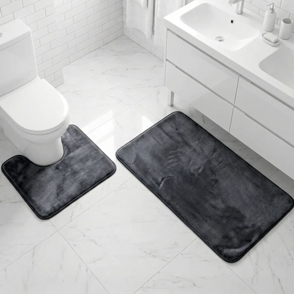 Muddy Mat® Memory Foam Bath Mat Set 2 Piece – Velvet Soft Non Slip Bathroom Rugs Set, Thick Absorbent Washable Bath Mats for Bathroom Floor and Shower, 20"x30" + 20"x20" U-Shaped