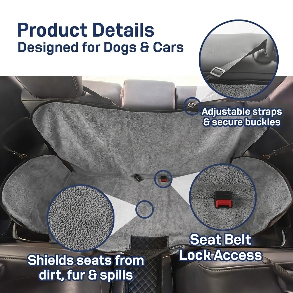 Muddy Mat® Petite Chenille Dog Car Seat Cover for Back Seat, 100% Waterproof Hammock for SUVs and Trucks