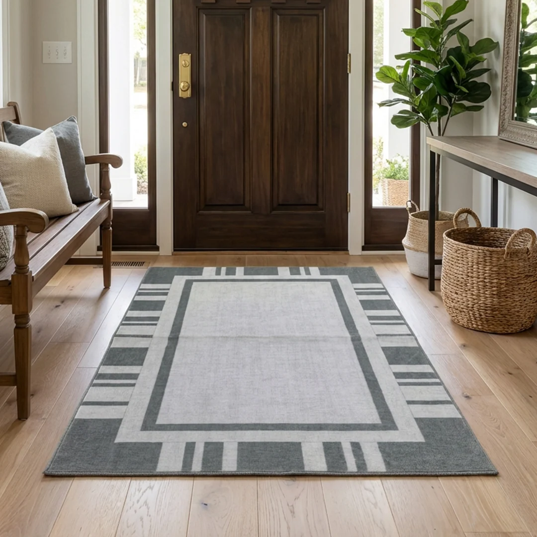 Muddy Carpet Trellis Washable Area Rug for Living Room and Dining Room