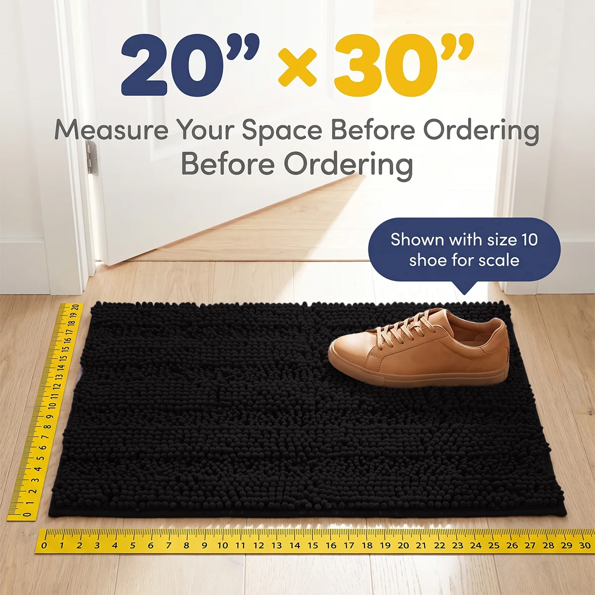 Muddy Mat® StripeMax Golvmatta för hundar med leriga tassar – Tjock plyschig randig chenillematta, Muddy Carpet®, superabsorberande mikrofiber, snabbtorkande, halksäker, tvättbar innematta