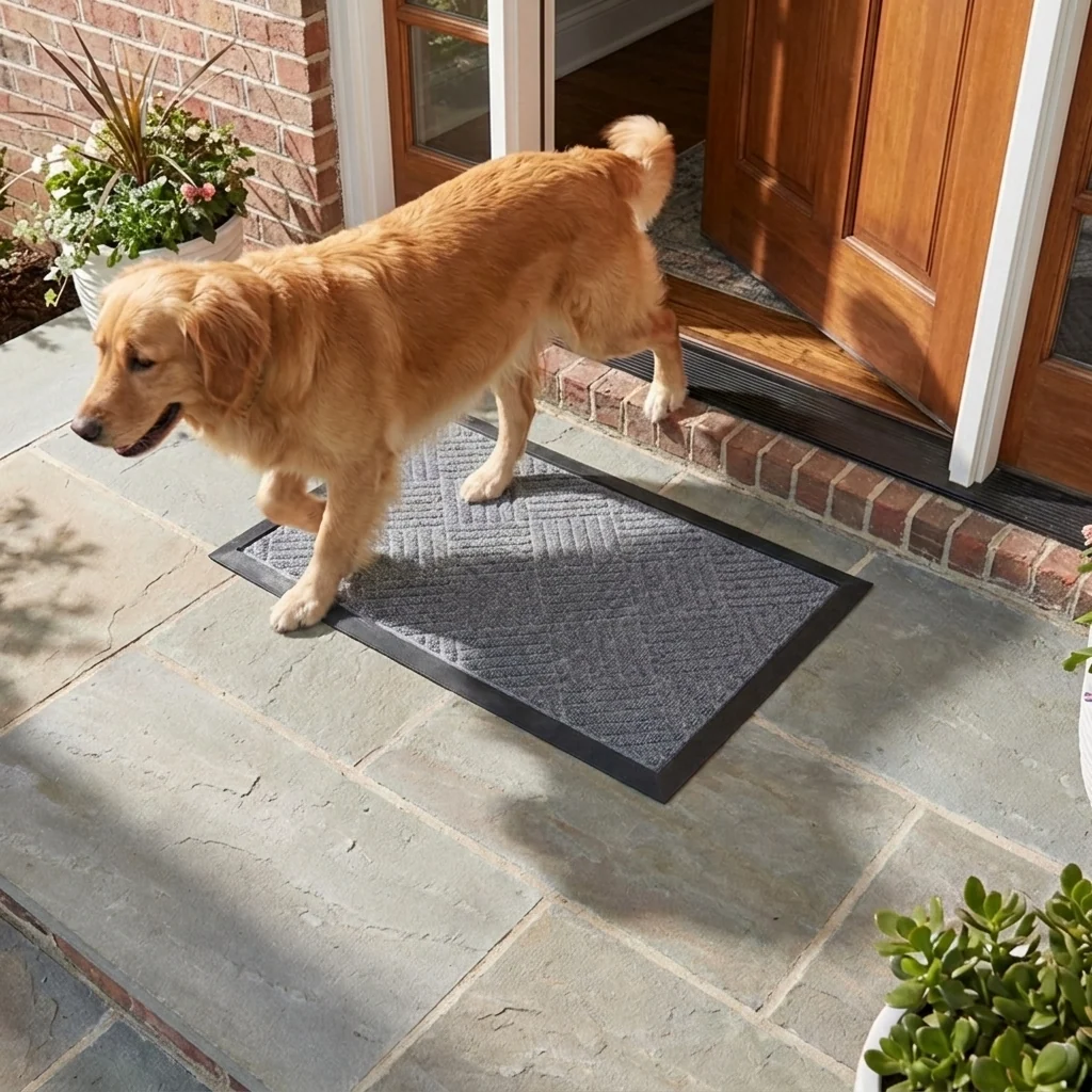 Muddy Mat® Tapete de puerta exterior 3D resistente Meshy Mat con estampado