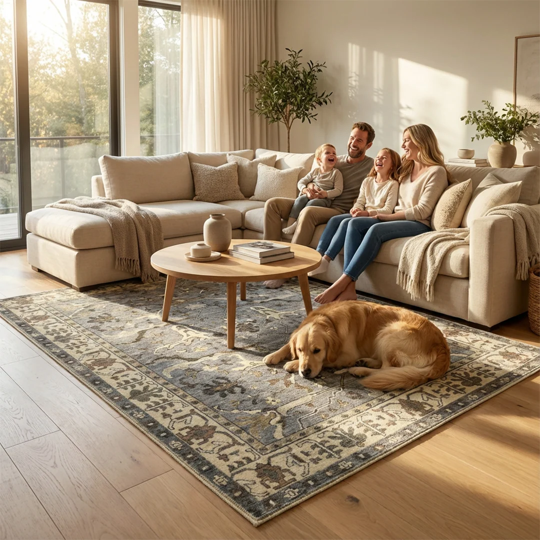 Muddy Carpet Duskfall Soft Low Pile Washable Area Rug for Living Room and Bedroom