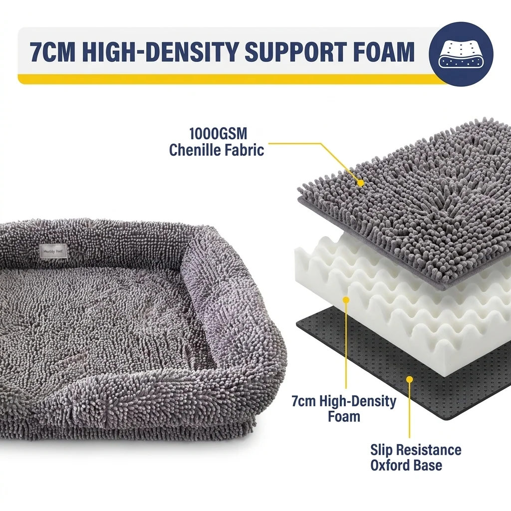 Muddy Mat® Cloud K9 Rectangle Dog Bed with Real Memory Foam and Washable Chenille Cover