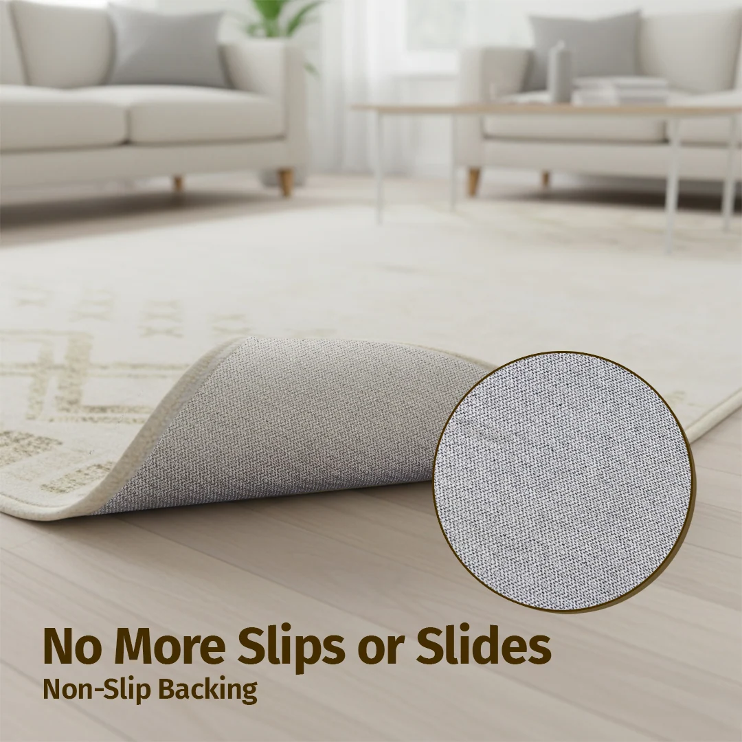 Muddy Mat Tribal Washable Area Rug - Soft Low Pile Non Slip Carpet for Living Room, Bedroom and Dining Room