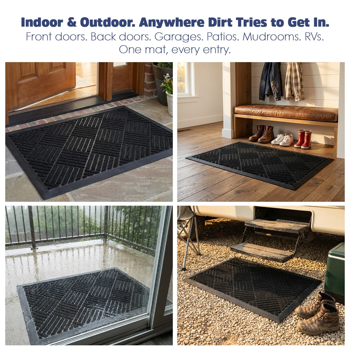 Muddy Mat® Tapete de puerta exterior 3D resistente Meshy Mat con estampado