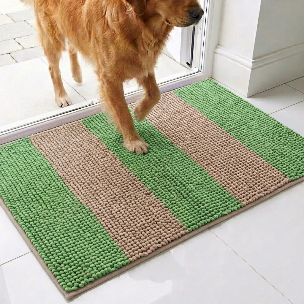 Muddy Mat® Tapis de porte pour chien en chenille à boucles verticales super absorbant pour pattes boueuses – antidérapant, lavable en machine, tapis d'entrée intérieur, séchage rapide pour entrée