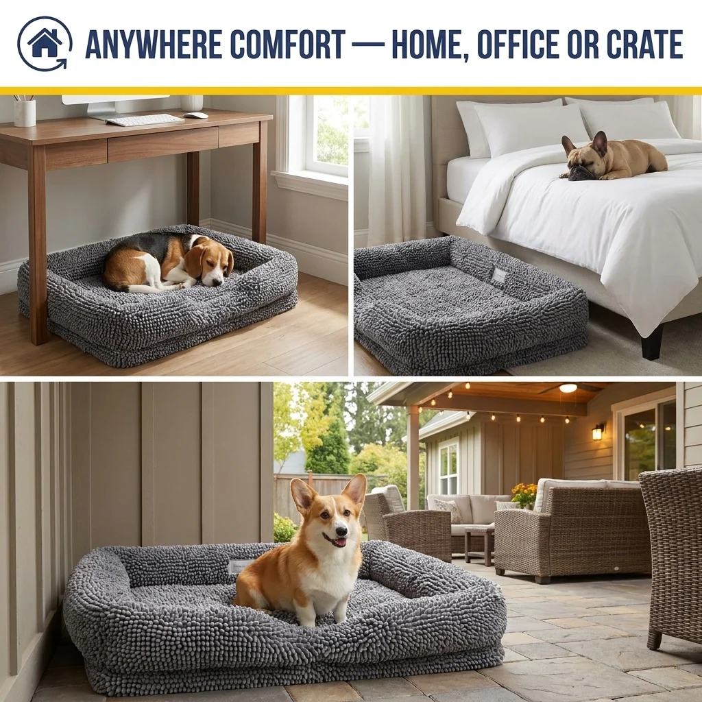 Muddy Mat® Cloud K9 Rectangle Dog Bed with Real Memory Foam and Washable Chenille Cover