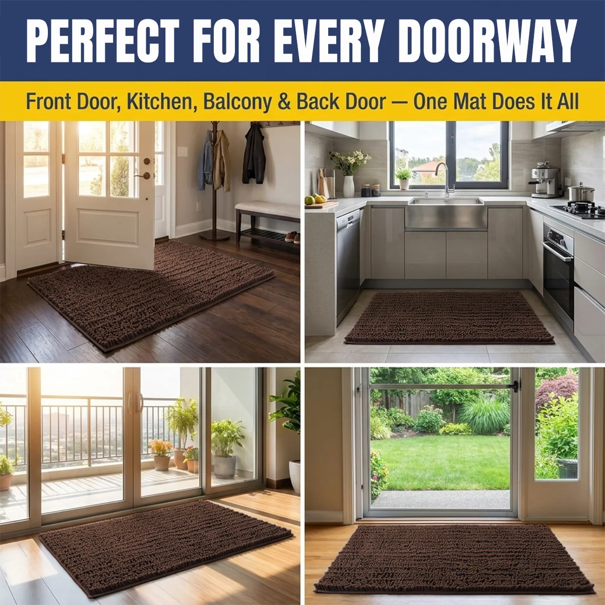 Muddy Mat® MudMax Dog Door Mat for Muddy Paws – Ultra Water Absorbing Mat Chenille Muddy Carpet® Soaks 5X Water, Microfiber Quick Dry, Slip Resistant Machine Washable Indoor Mat