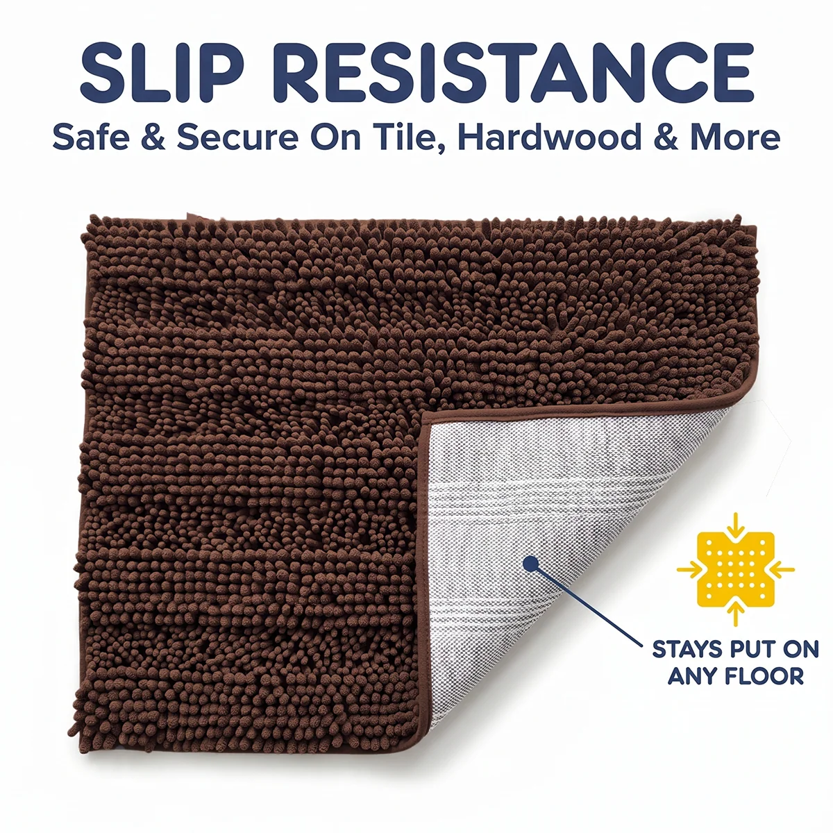 Muddy Mat® StripeMax Golvmatta för hundar med leriga tassar – Tjock plyschig randig chenillematta, Muddy Carpet®, superabsorberande mikrofiber, snabbtorkande, halksäker, tvättbar innematta