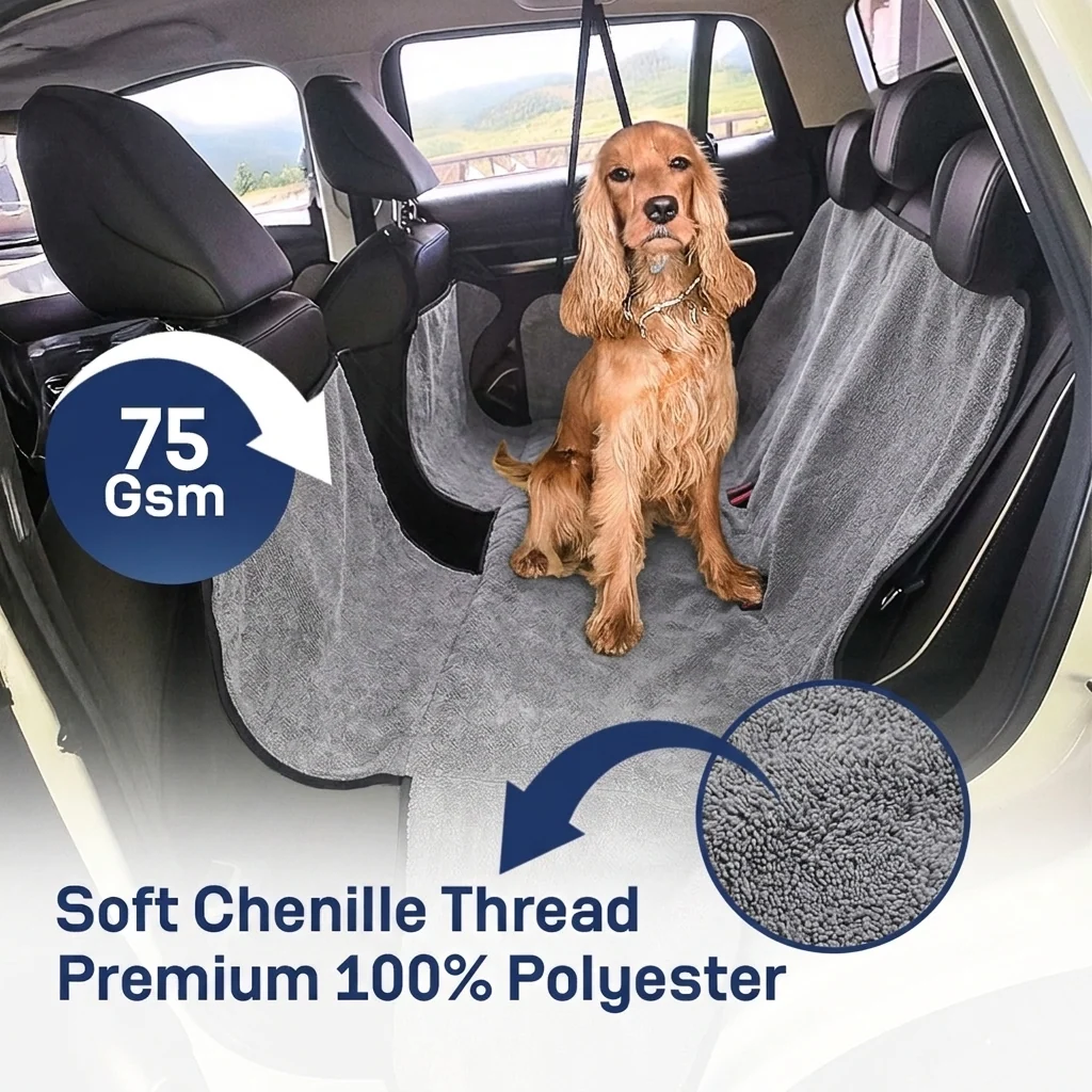 Muddy Mat® Petite Chenille Dog Car Seat Cover for Back Seat, 100% Waterproof Hammock for SUVs and Trucks
