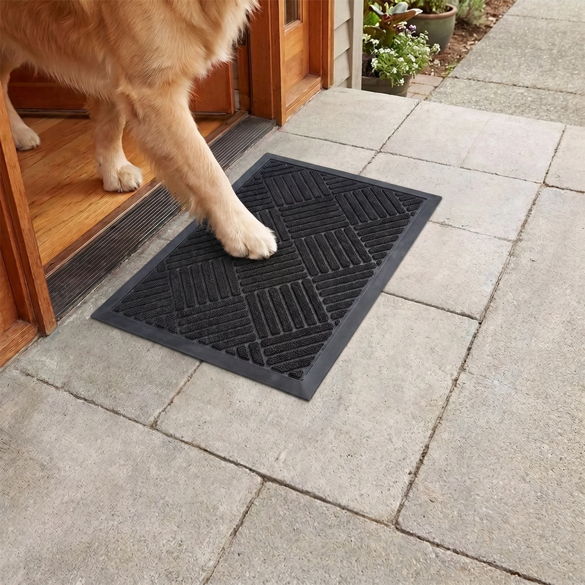 Muddy Mat® Tapete de puerta exterior 3D resistente Meshy Mat con estampado