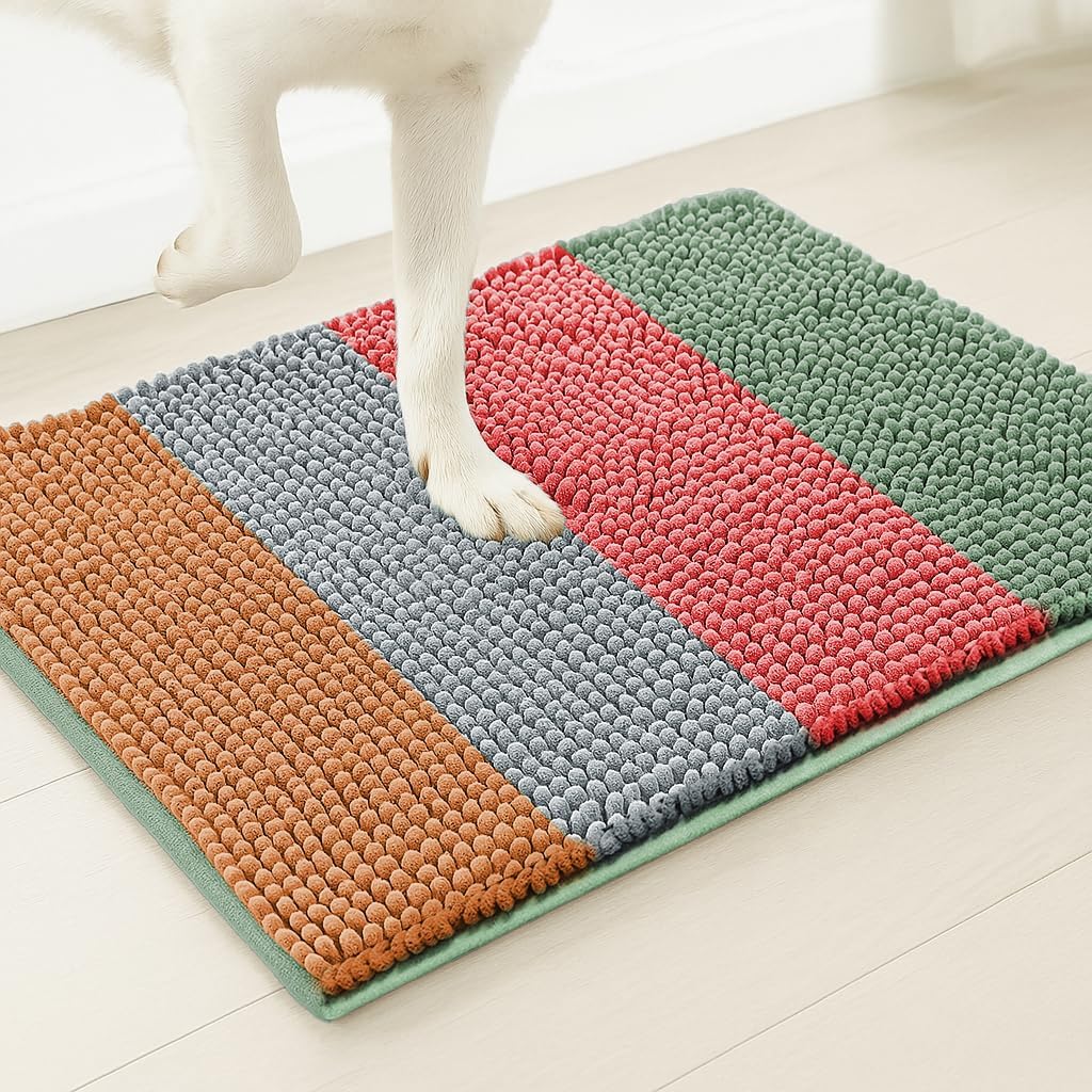 Muddy Mat® Vertical Loop Design Super Absorbent Chenille Dog Door Mat for Muddy Paws – Non-Slip, Machine Washable Indoor Entry Rug, Quick-Dry Pet Mat for Entryway